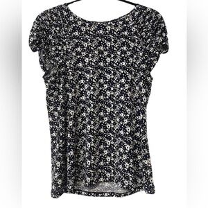 NWOT Tommy Hilfiger Navy Print Short Sleeved Top Blouse Size M navy multi